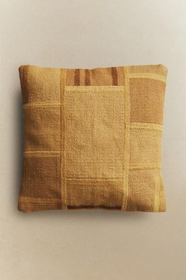 PATCHWORK KILIM CUSHION COVER - Mustard by Zara