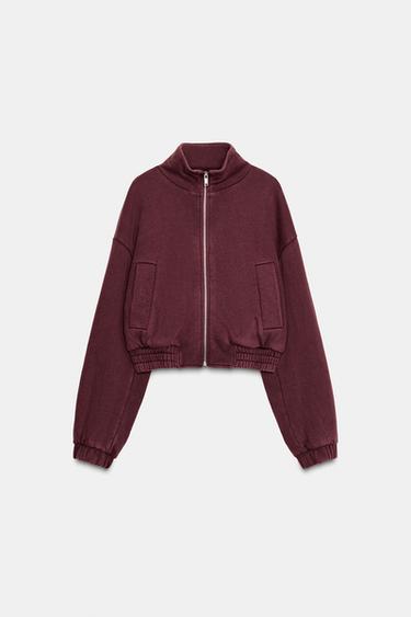 CHAQUETA FELPA FECTO LAVADO - Burgundy de Zara
