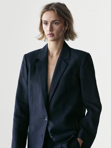 Zara 100% linen suit blazer - Navy blue