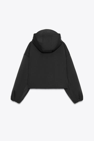 WATER-REPELLENT WINDPROOF HOODED JACKET - Black by Zara - Image 7