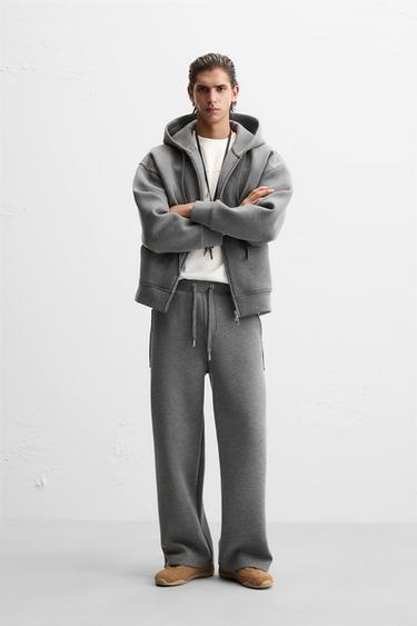 WIDE-LEG JOGGING TROUSERS - Grey marl by Zara - Image 0