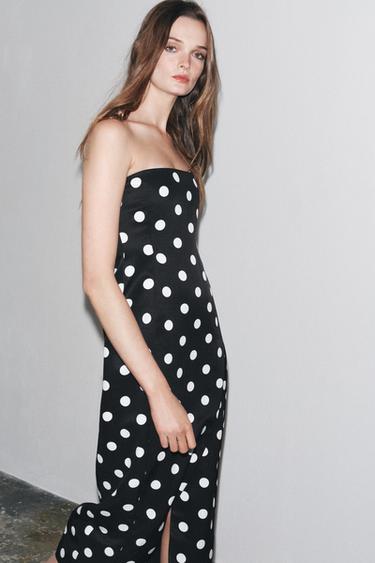 VESTITO SENZA SPALLINE A POIS ZW COLLECTION - Nero / Bianco di Zara - Immagine 0