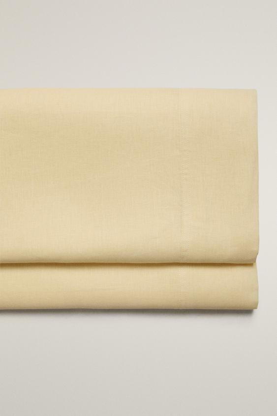 VERWASSEN LINNEN BOVENLAKEN (GRAMSGEWICHT: 140 G/M2) - Geel van Zara - Afbeelding 0