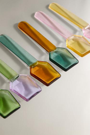 CONJUNTO DE COLHERES DE SOBREMESA PARA SORVETE DE BOROSSILICATO MULTICOLORIDO (CONJUNTO DE 6) - Verdes da Zara