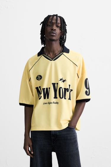 RETRO FOOTBALL PRINT POLO SHIRT - Light yellow by Zara