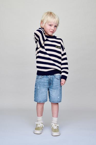 ДЖИНСОВЫЕ ШОРТЫ BAGGY С РАЗРЕЗАМИ — СИНИЙ от Zara