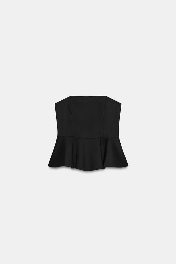 TOP PALABRA DE HONOR PEPLUM - Negro de Zara - Imagen 0