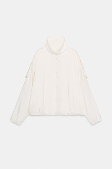 Zara FLOWY OVERSIZED JACKET - Oyster-white