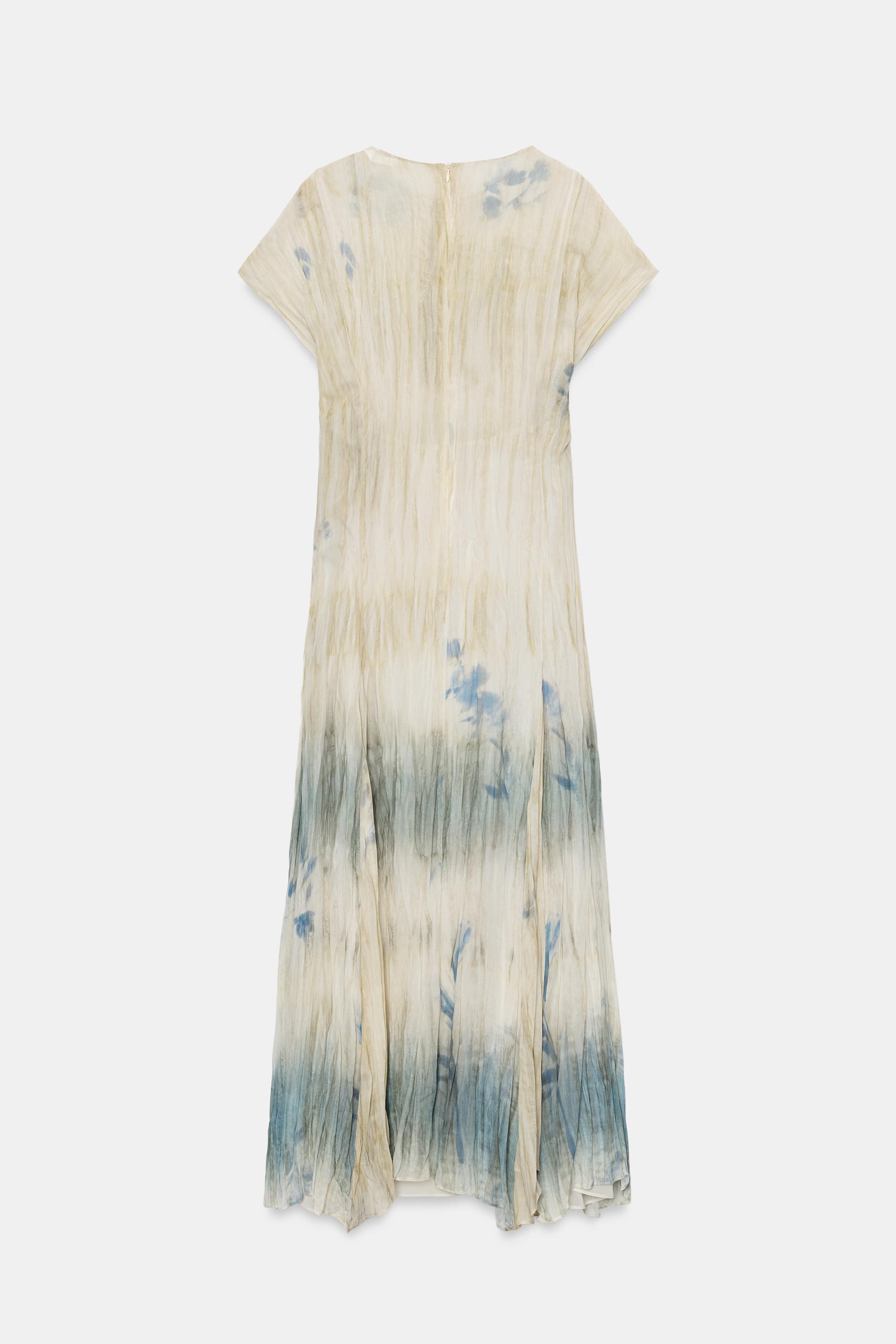 ZW COLLECTION PRINTED MIDI DRESS - Ecru / Blue | ZARA United States ZW COLLECTION PRINTED MIDI DRESS - Ecru / Blue | ZARA United States