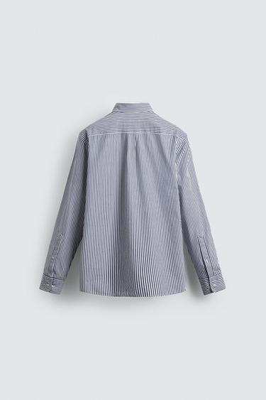 CHEMISE COUPE REGULAR À RAYURES - Bleu marine foncé de Zara - Image 7