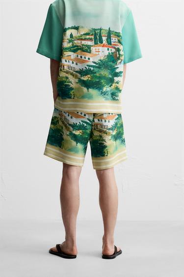 LANDSCAPE PRINT BERMUDA SHORTS - Green by Zara - Image 2