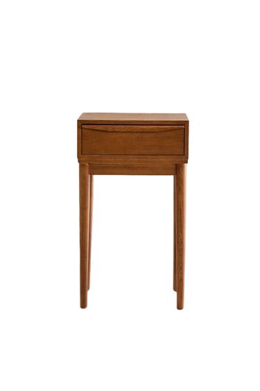 ASH WOOD NIGHT TABLE WITH DRAWER - Dark brown by Zara