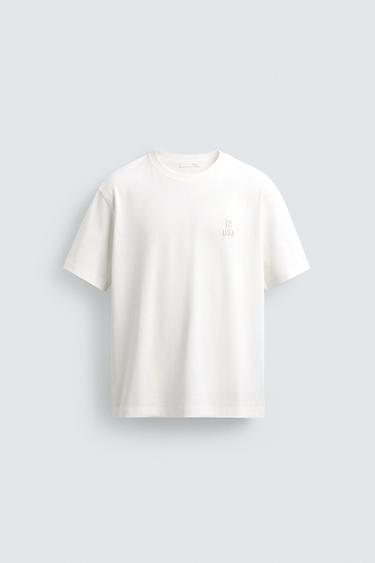 EMBROIDERED T-SHIRT WITH PHOTO PRINT - Ecru by Zara
