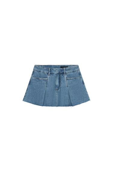 GONNA CORTA DENIM ZW COLLECTION - Blu di Zara
