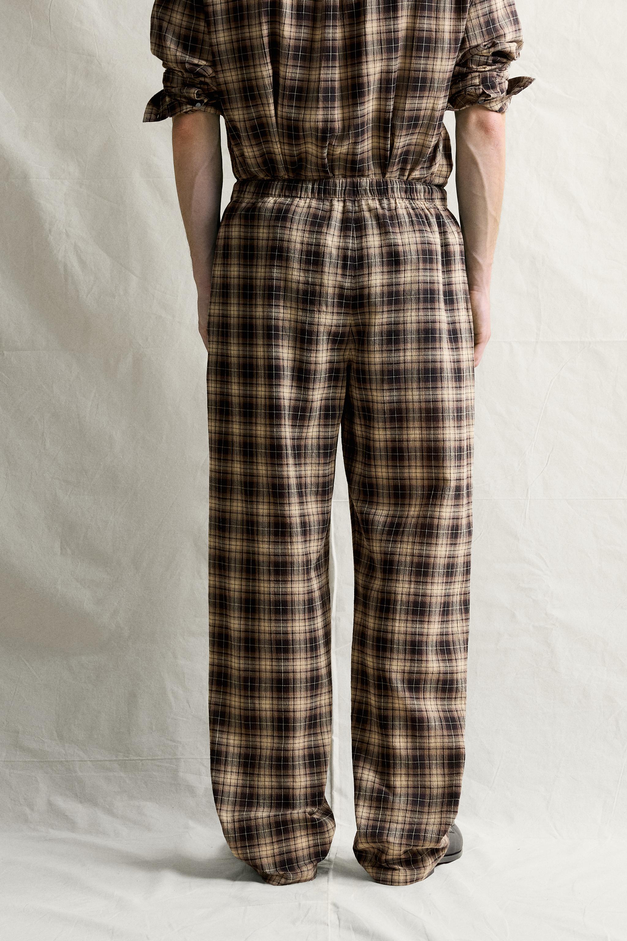 PANTALON DÉCONTRACTÉ À CARREAUX TEXTURÉS
