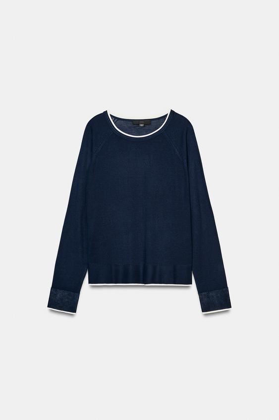 JERSEY PUNTO DOBLE - marino de Zara - Imagen 0