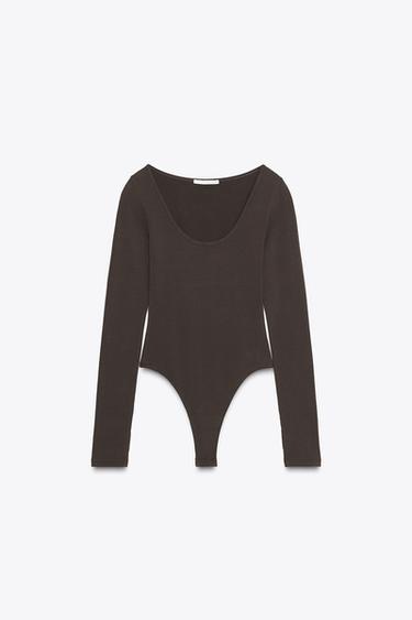 LONG SLEEVE BODYSUIT - Brown by Zara