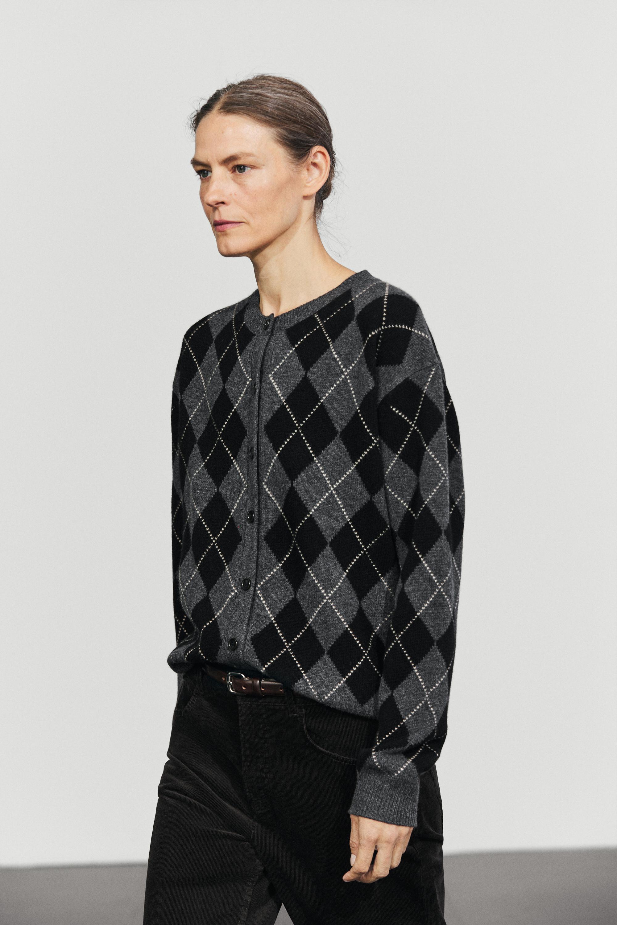 Cardigan en maille losanges 100 % laine