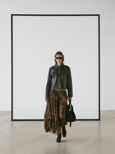 Zara Flowing asymmetric midi skirt - Dark khaki