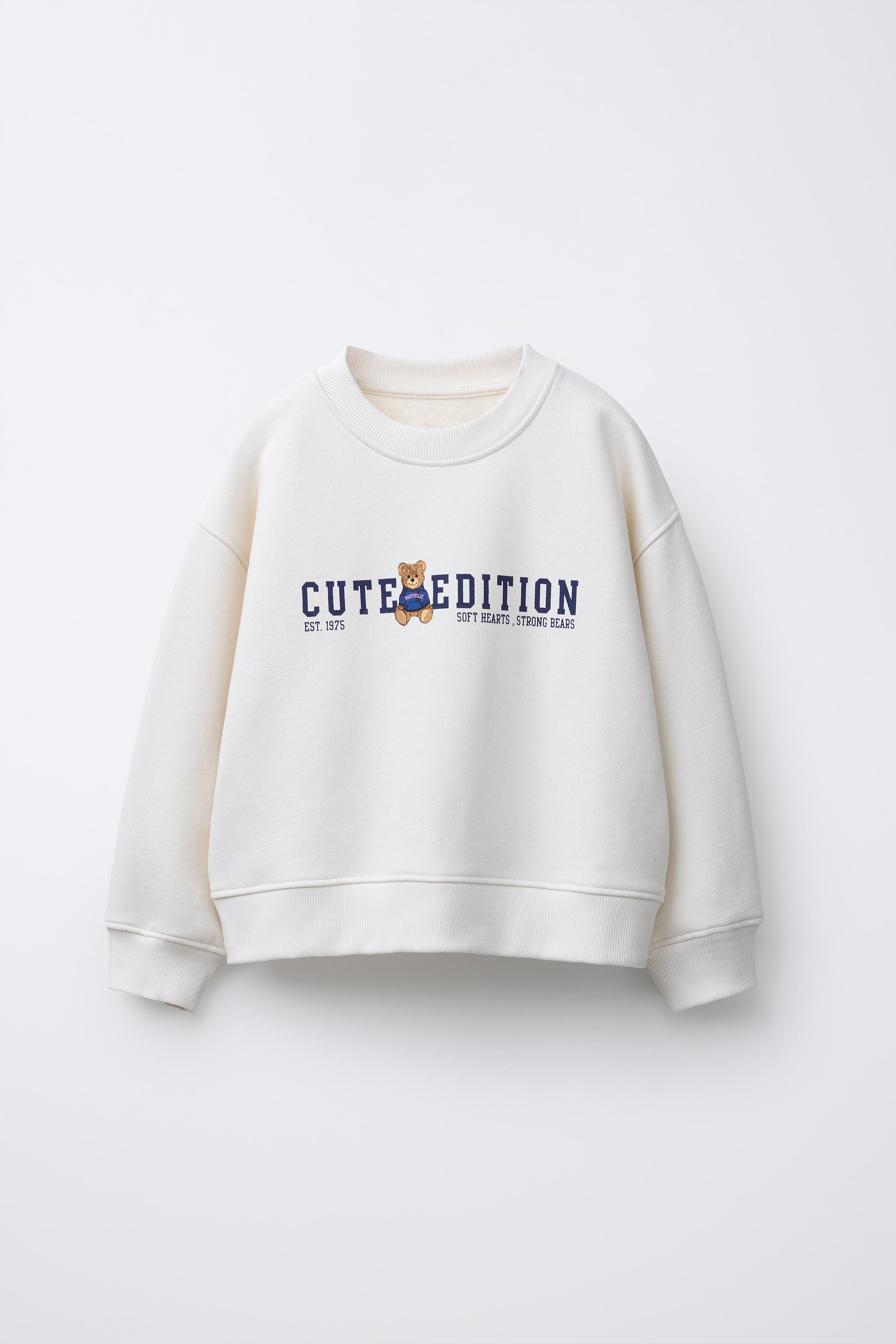 TEXT AND BEAR PRINT SWEATSHIRT - Ecru | ZARA United States
