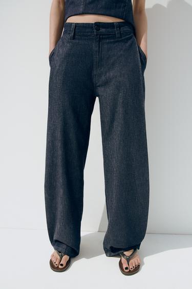 TRF DENIM TROUSERS WITH DARTS - Dark indigo by Zara - Image 1