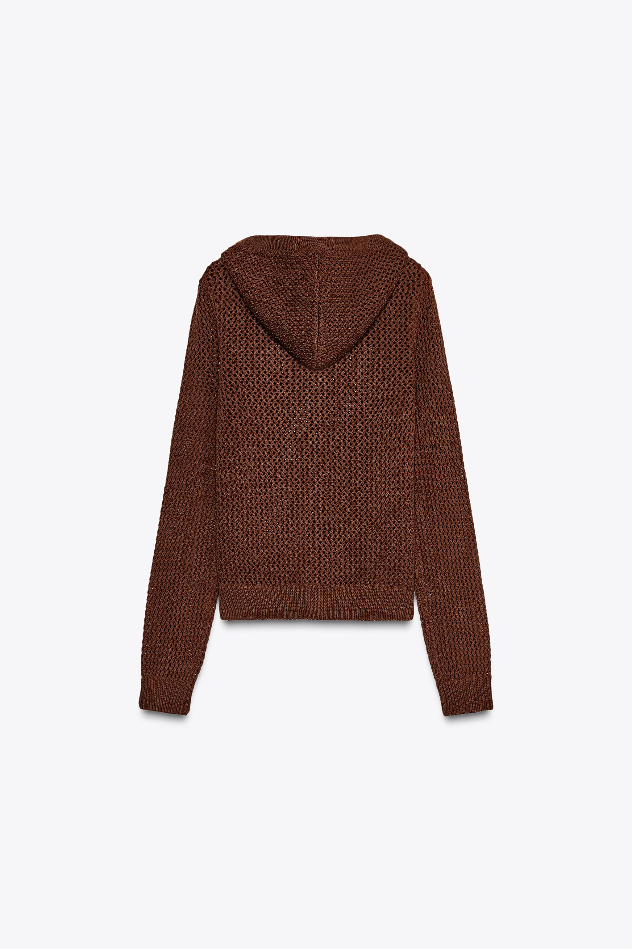 KNIT CARDIGAN WITH HOOD - Brown | ZARA Japan / 日本