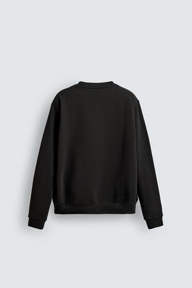 REGULAR FIT PRINTED SLOGAN SWEATSHIRT - Black by Zara - Image 7