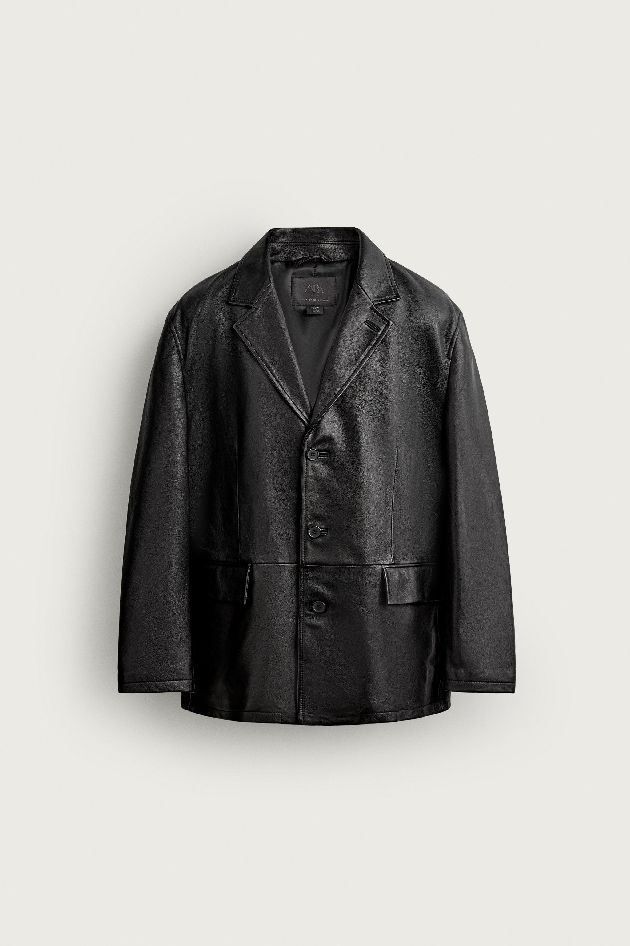 RELAXED-FIT LEATHER BLAZER