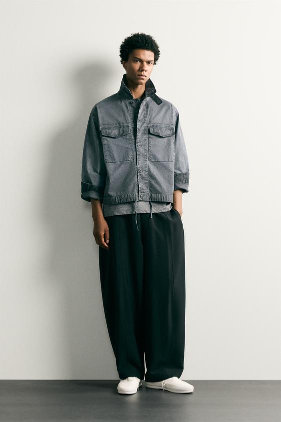 WASHED EFFECT CROPPED JACKET - Light indigo by Zara - Image 0