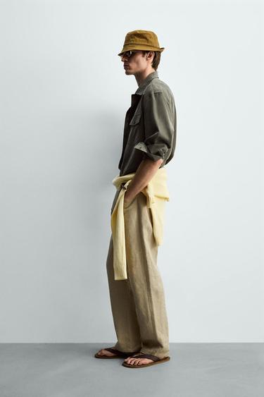 CHEMISE FLUIDE RELAXED FIT À POCHES - Kaki foncé de Zara - Image 3