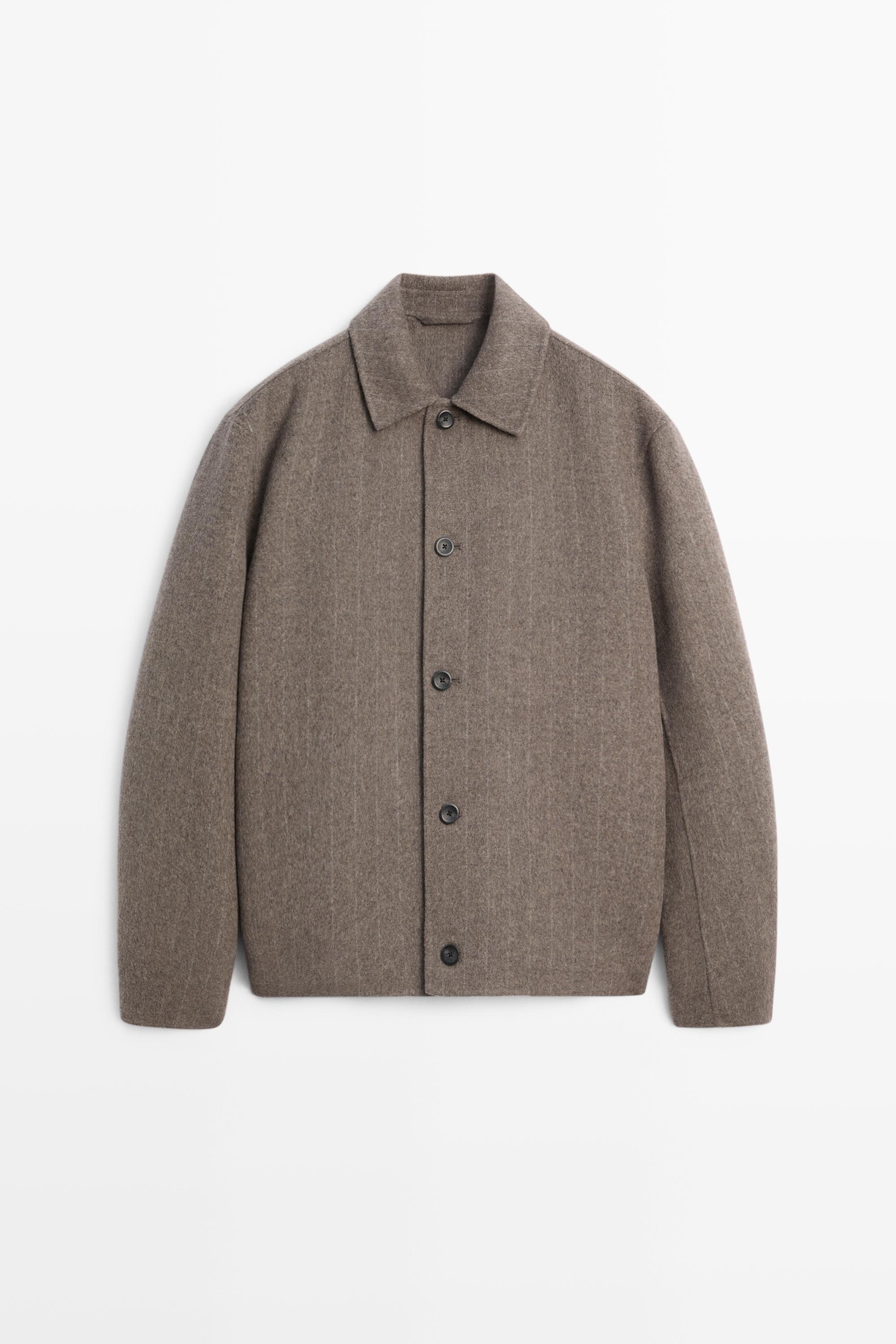 Striped double wool blend jacket