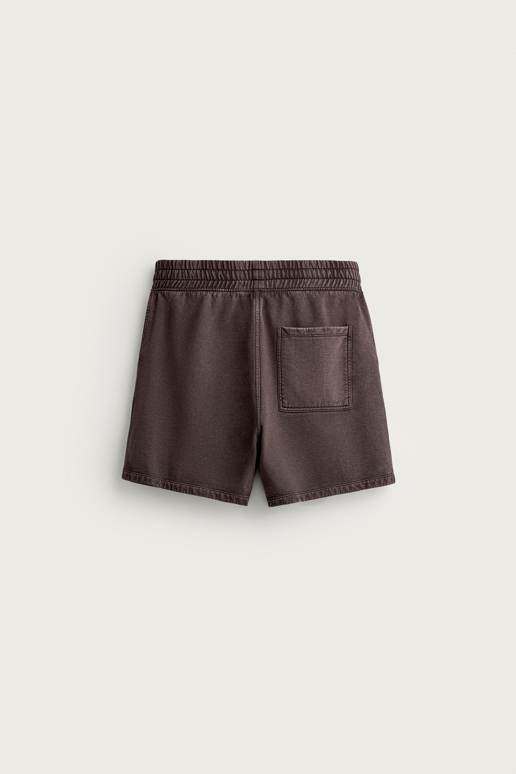 Мужские шорты Zara WASHED SWEAT SHORTS — фото 8