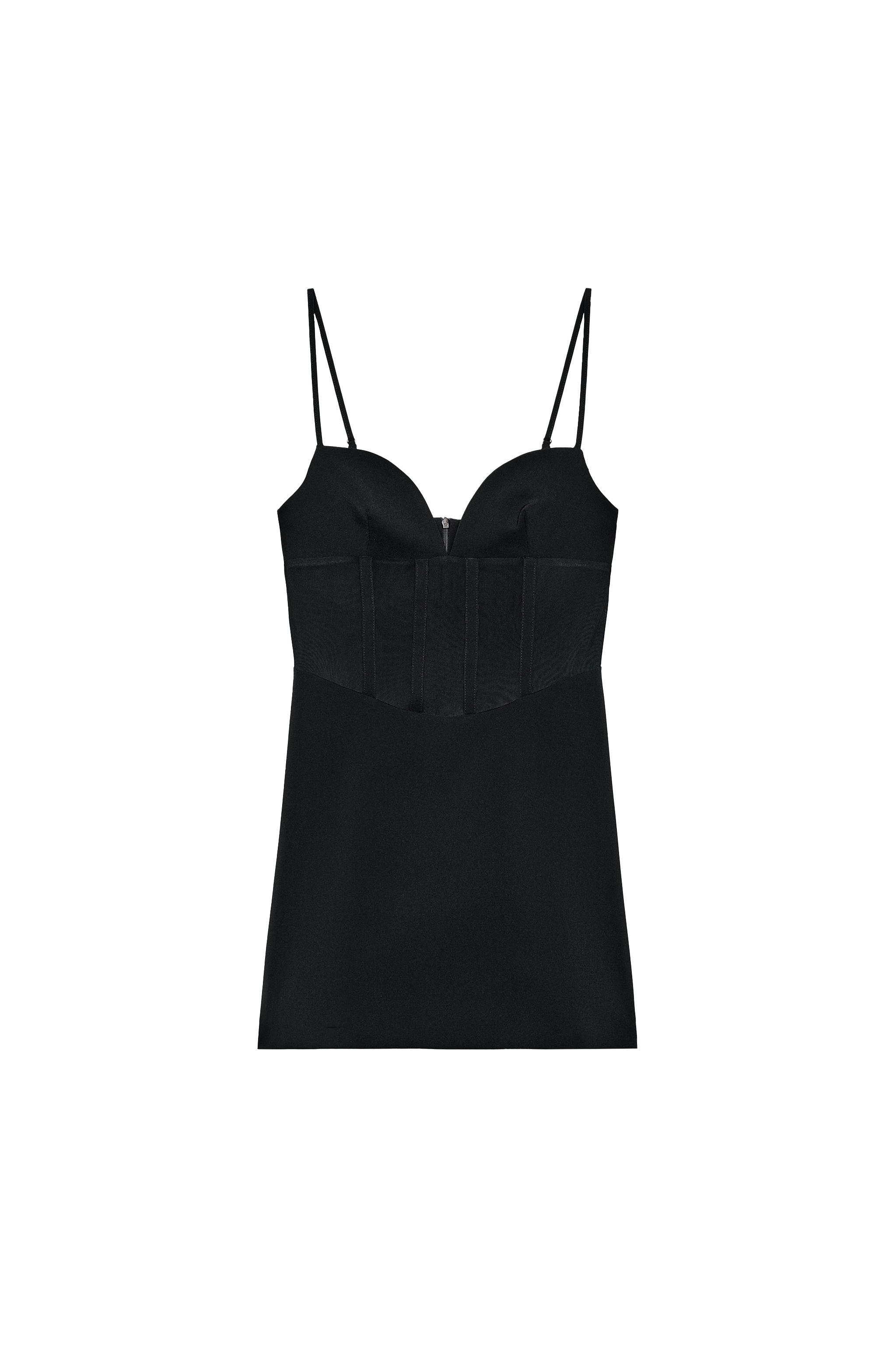 zara corset dress black Zara + Gathered Corsetry-Inspired Dress