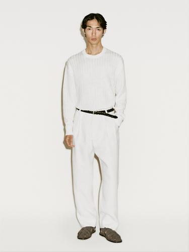 Zara Ribbed linen knit sweater - Limited Edition - White - Image 0