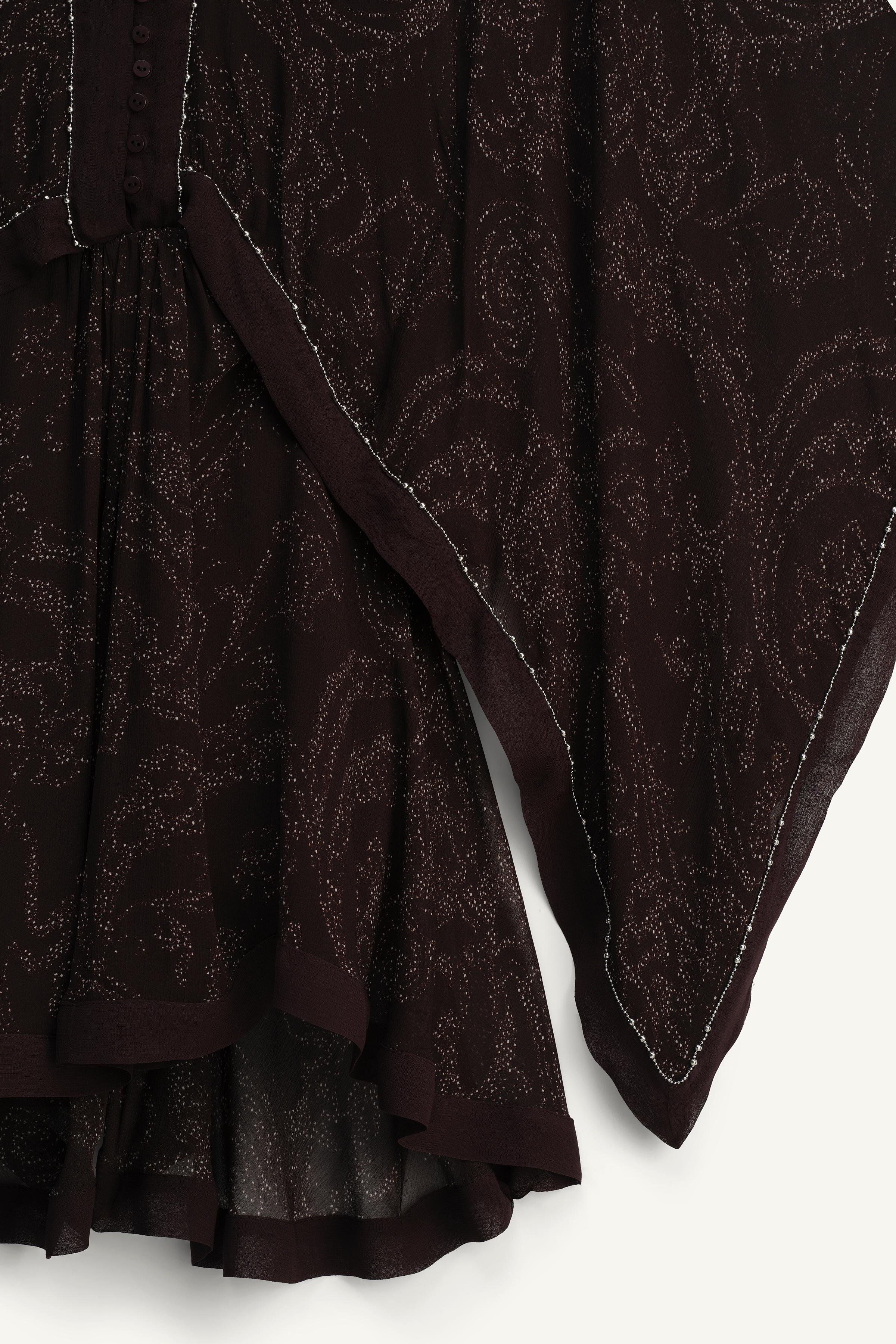 ZARA LIMITED EDITION プリント柄ショートワンピース 2259/704 LIMITED EDITION プリント柄ショートワンピース - ブラウン