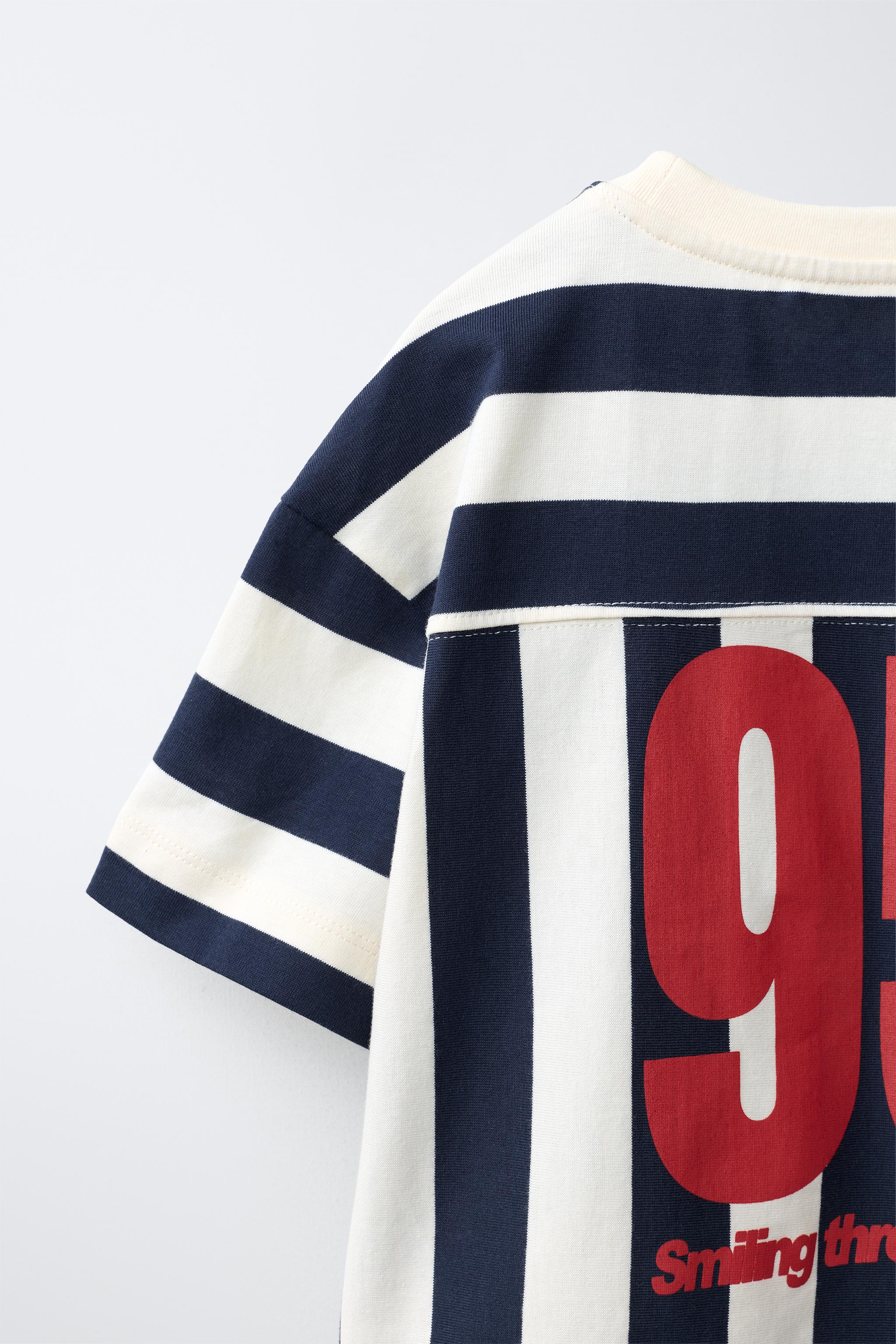 Детские футболки Zara NY STRIPED PRINT T-SHIRT — фото 4