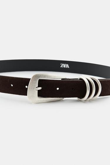 CEINTURE CUIR CROÛTE DE CUIR ANNEAUX - Marron de Zara - Image 2