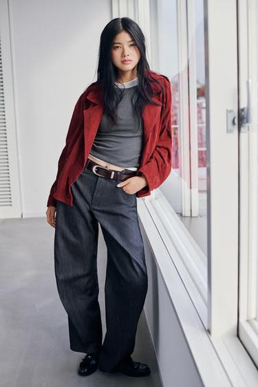 ZW COLLECTION BALLOON DENIM TROUSERS - Grey by Zara