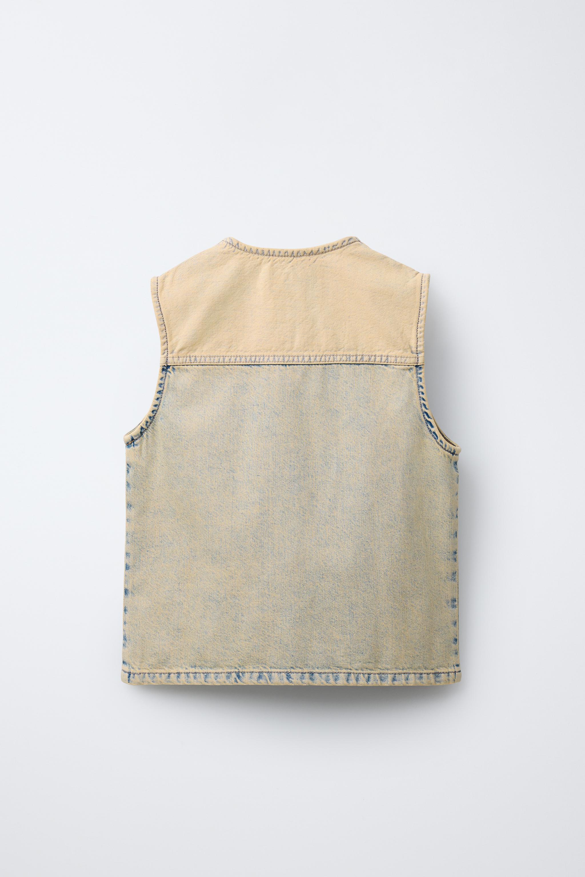 ウォッシュド加工デニムベスト - サンド | ZARA Japan / 日本 ウォッシュド加工デニムベスト - サンド | ZARA Japan / 日本