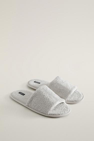 OPEN TERRY BATHROOM SLIPPERS — Gray 2