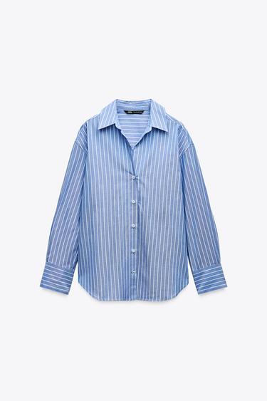 قميص OXFORD بالقطن - أزرق فاتح الخاص بـ Zara