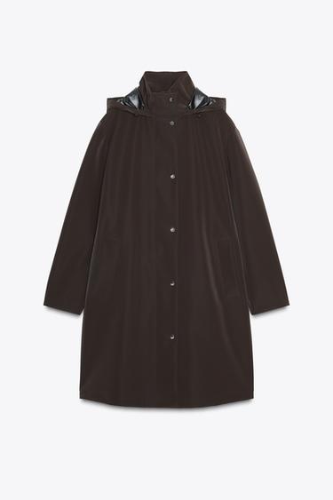 COATED HOODED WINDPROOF JACKET - Brown by Zara - Image 6
