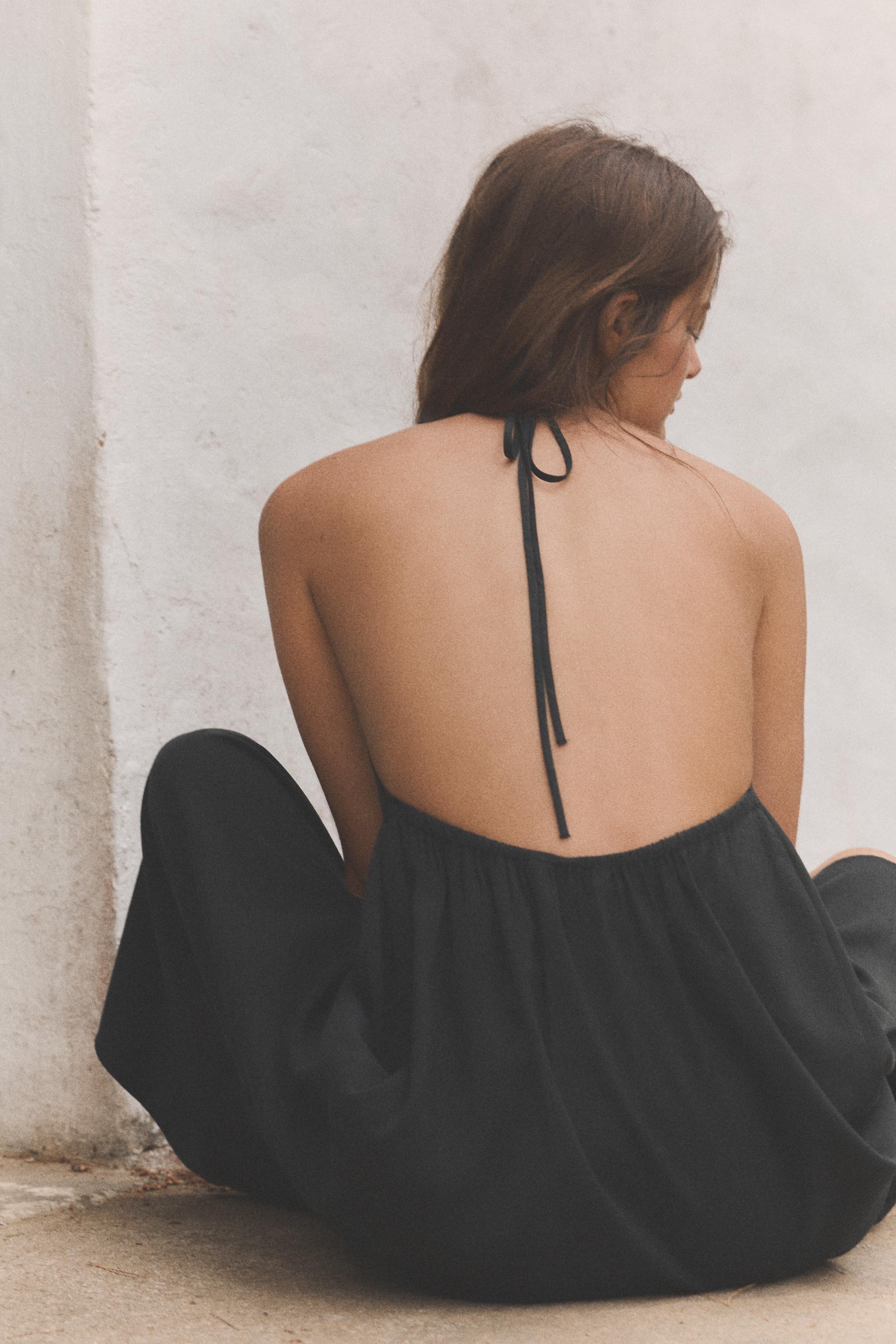 Женские платья Zara FLOWY HALTER DRESS — фото 6