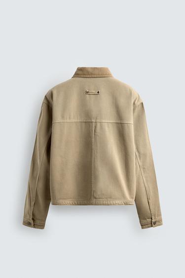 CONTRAST COLLAR CROPPED FIT JACKET - camel by Zara - Image 7