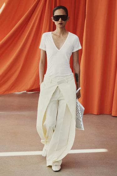 CAMISETA LYOCELL E SEDA - Branco roto de Zara