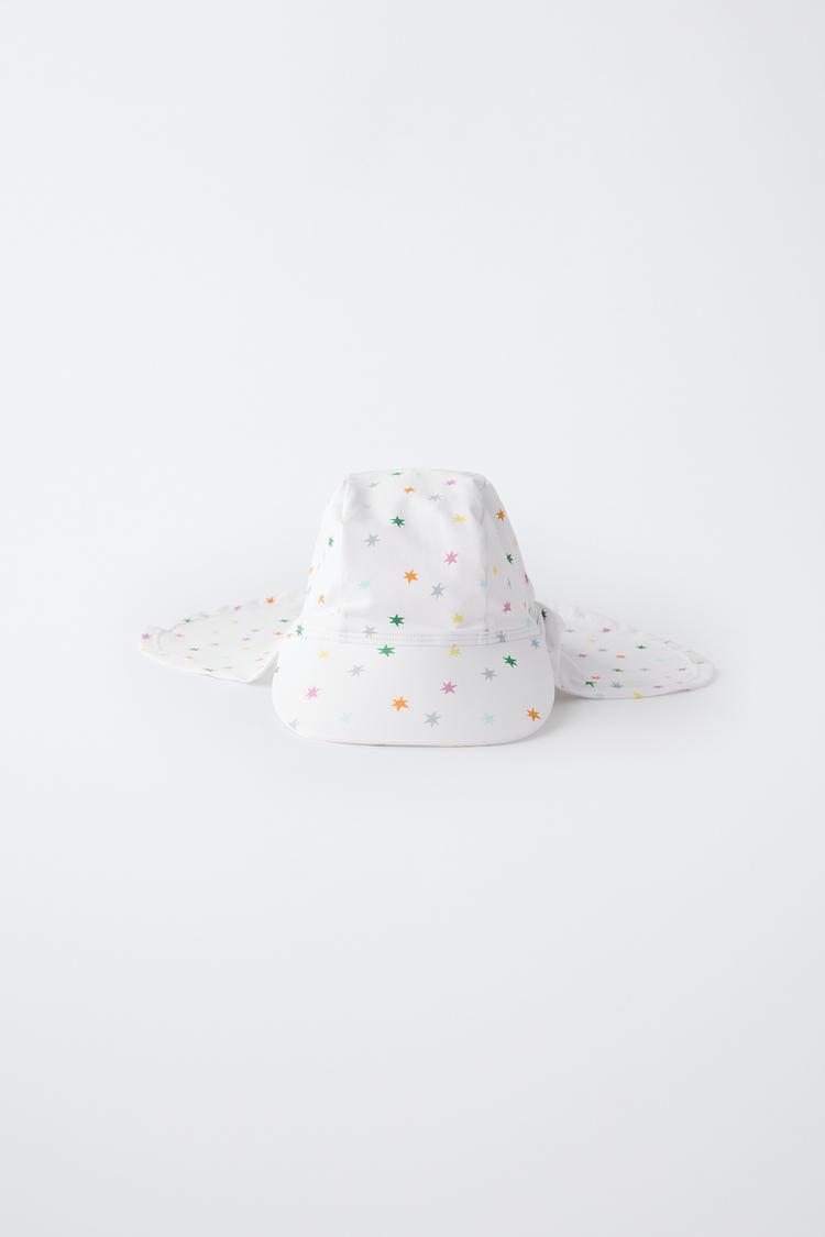 STAR SWIM HAT WITH NECK FLAP — Multicolored