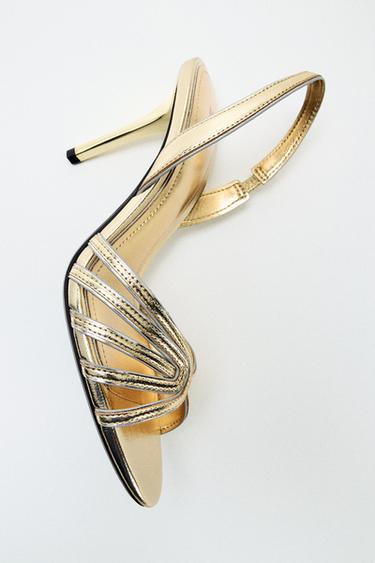 METALLIC HIGH-HEEL SANDALS - Gold by Zara