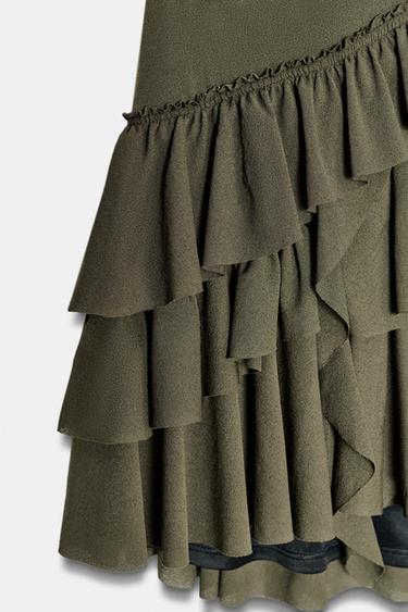 SHORT RUFFLED DRESS - Khaki by Zara - Image 7