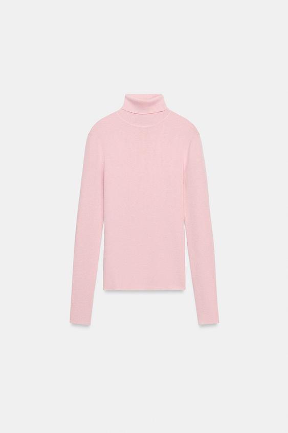 FINE KNIT HIGH NECK JUMPER - Pastel pink by Zara - Image 5
