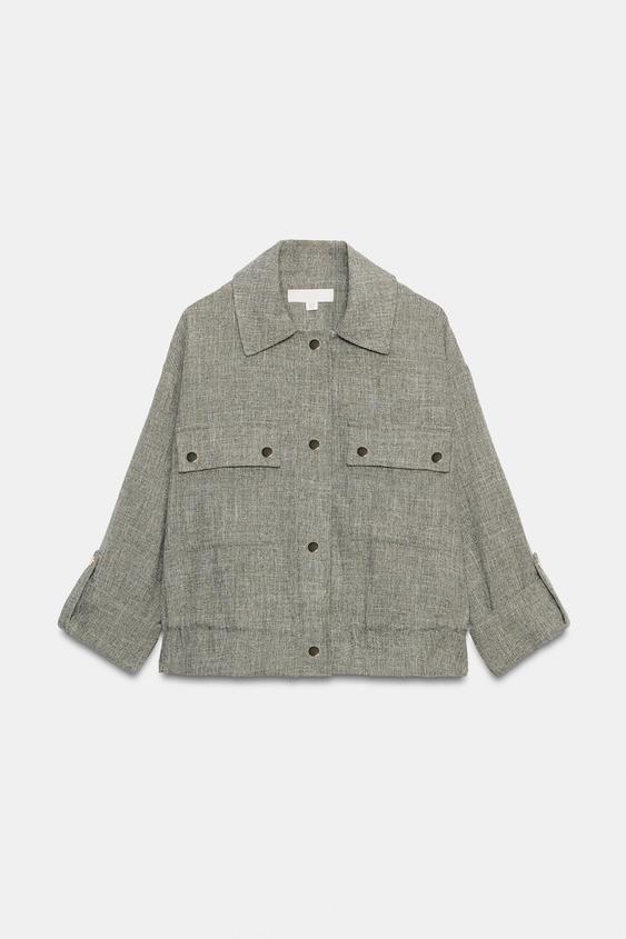 SHORT SLEEVE-ROLL JACKET - Green marl by Zara - Image 0